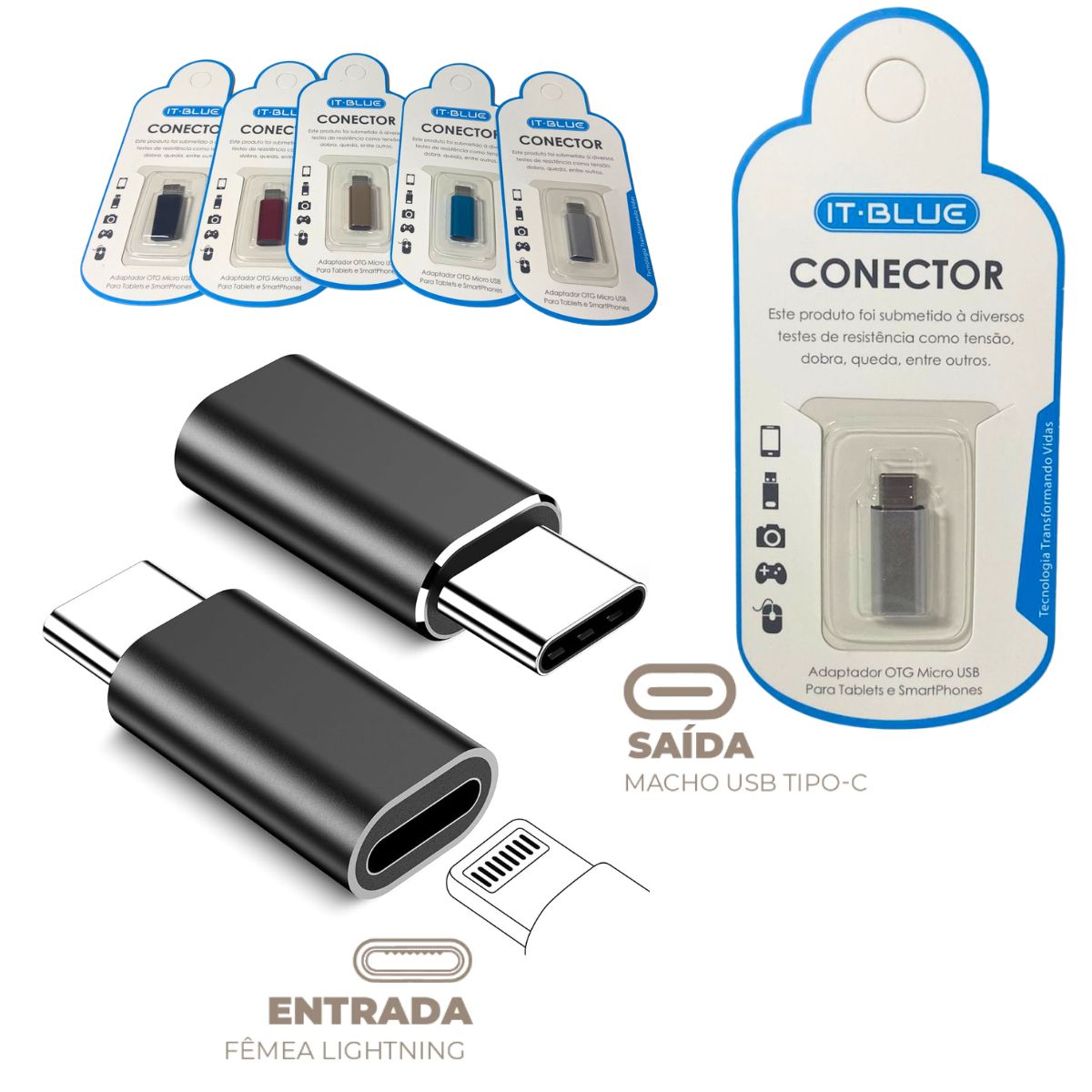 ADAPTADOR CONVERSOR OTG LIGHTNING FEMEA X TIPO-C MACHO UT-BLUE LE-5568