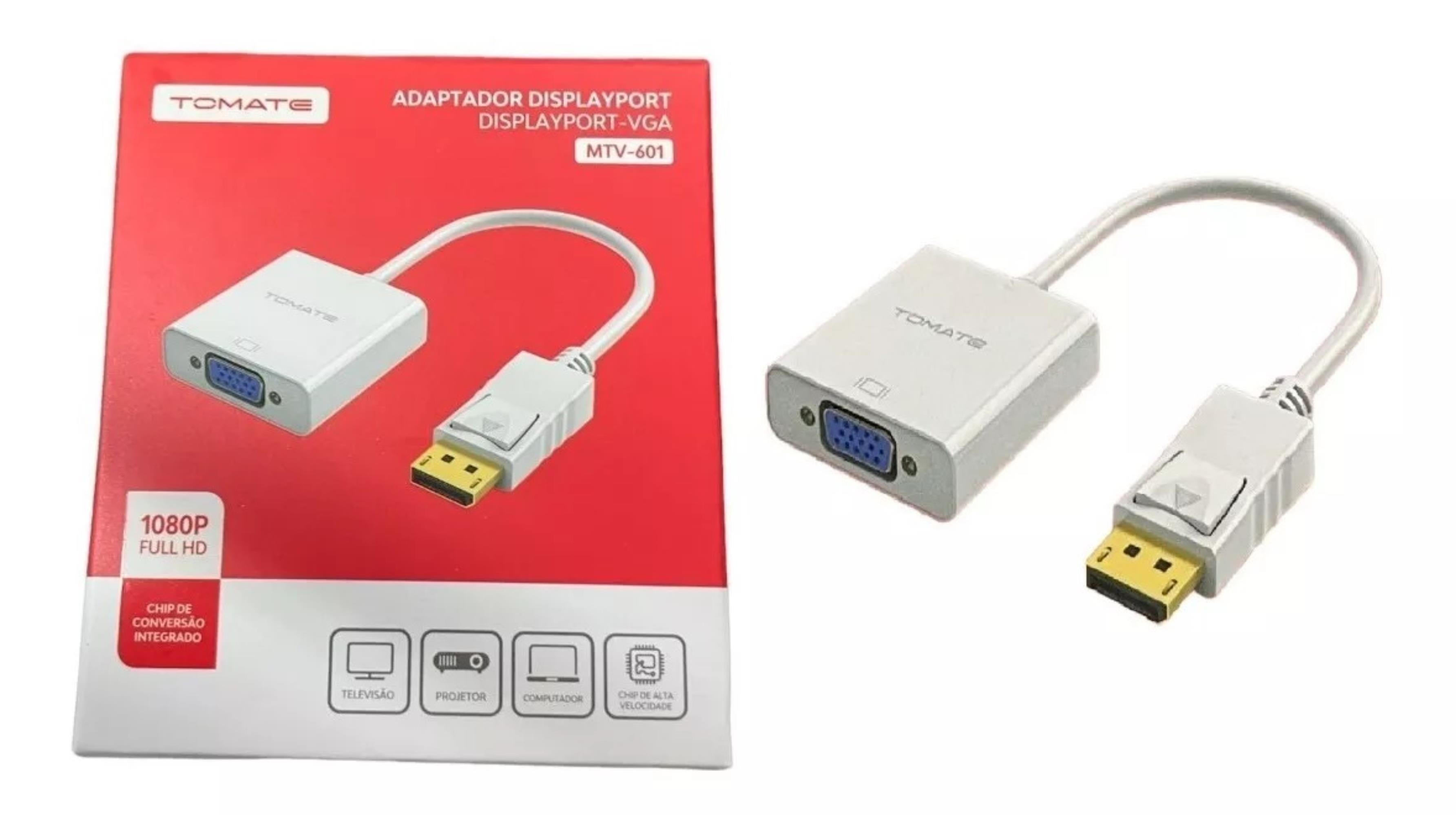 ADAPTADOR DISPLAYPORT (MACHO) X VGA (FEMEA) TOMATE MTV-601