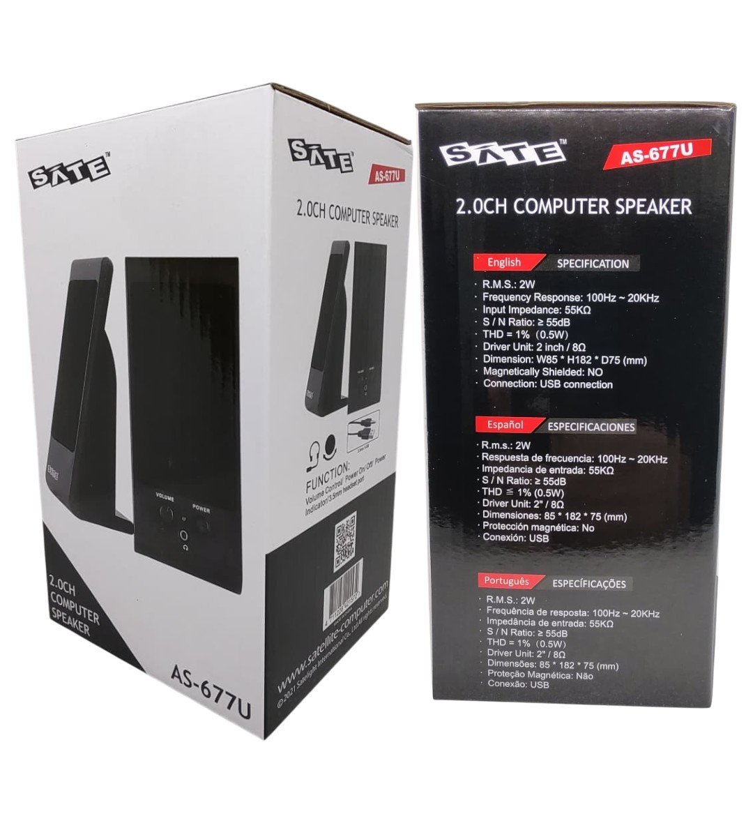CAIXA DE SOM USB AS-677U 2W RMS PRETO SATELLITE