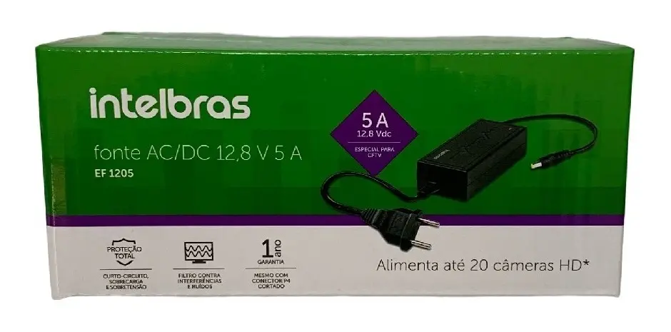 FONTE AUT AC/DC 12,8V 5A EF 1205 INTELBRAS