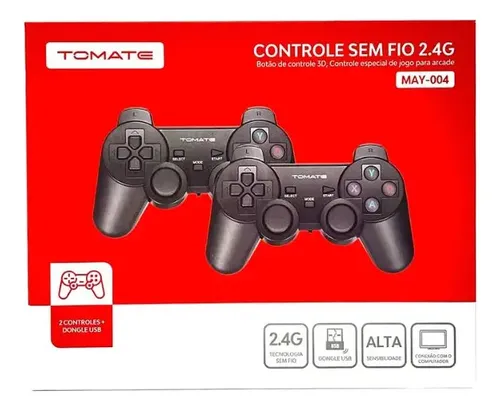 CONTROLE WIRELESS DOIS CONTROLES MAY-004 TOMATE