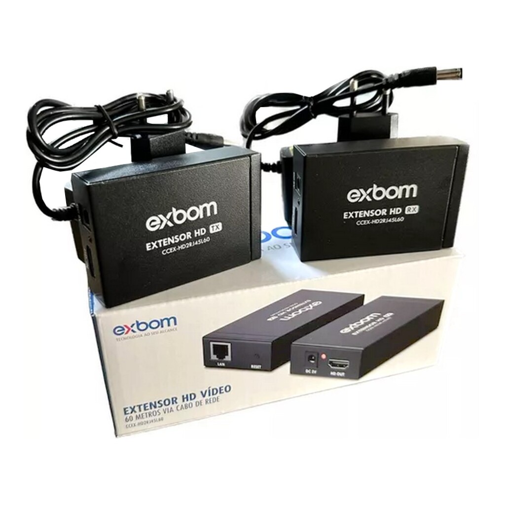 EXTENSOR HDMI 60 METROS VIA CABO DE REDE EXBOM CCEX-HD2RJ45L60