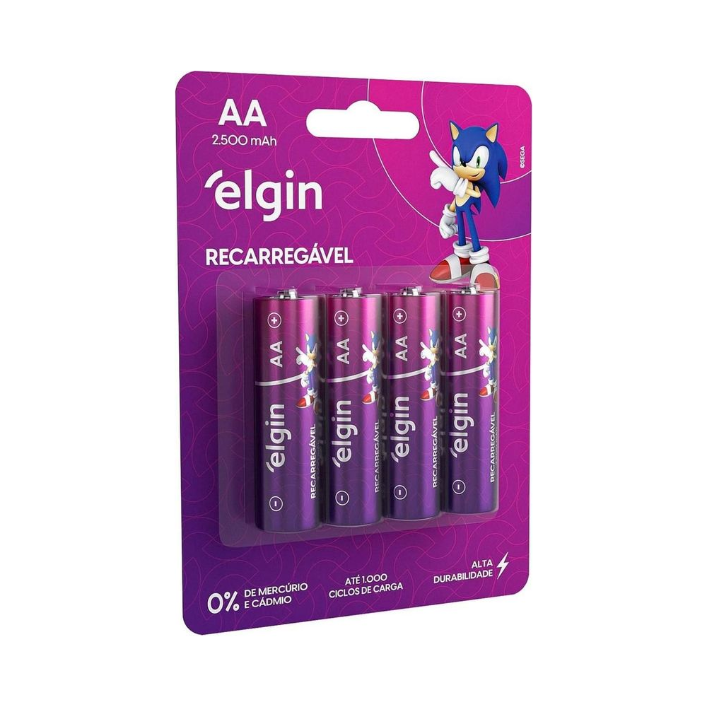 PILHA RECARREGAVEL AA 2500MAH 4 UNIDADES 82173 ELGIN