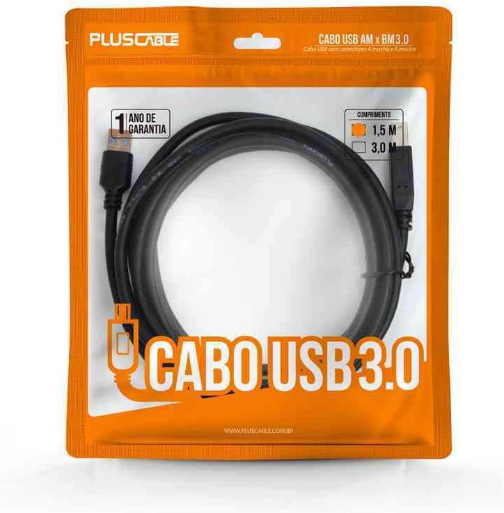 CABO USB 3.0 AM X BM 1.5MT USBBM3015 PLUSCABLE