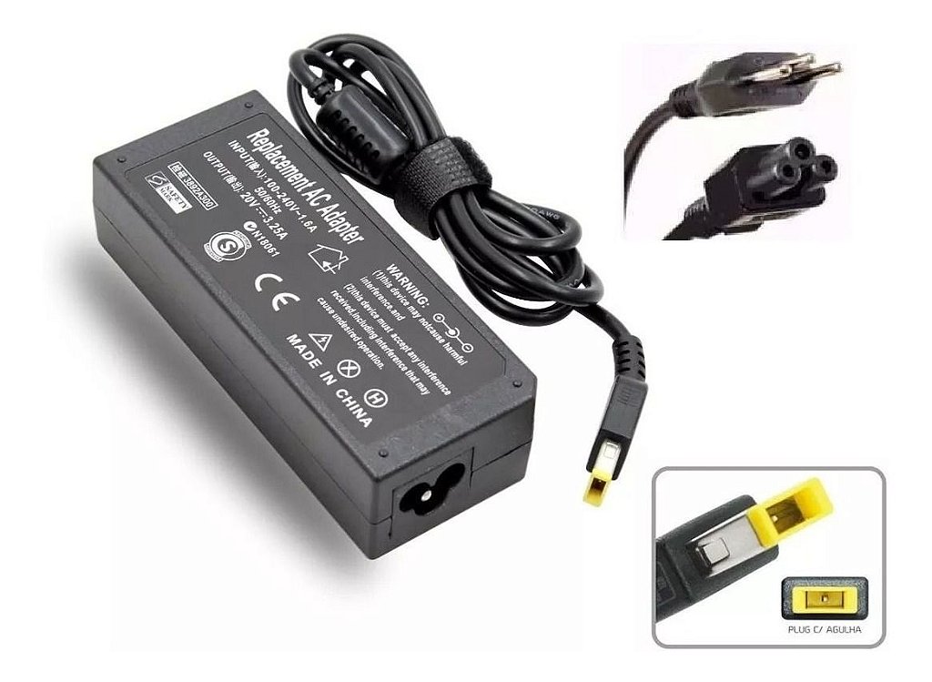 CARREGADOR NOTEBOOK LENOVO RETANGULAR 20V 3.25A D-538 GRASEP