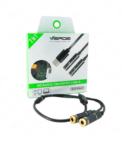 CABO ADAPTADOR TIPO C MACHO X TIPO 2 P2 FEMEA ZJT-CA-1 VERDE