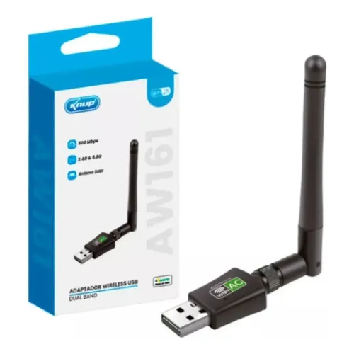 ADAPTADOR WIRELESS DUAL BAND 600MBPS 2.4GHZ E 5.8GHZ 2DBI KP-AW161 - KNUP