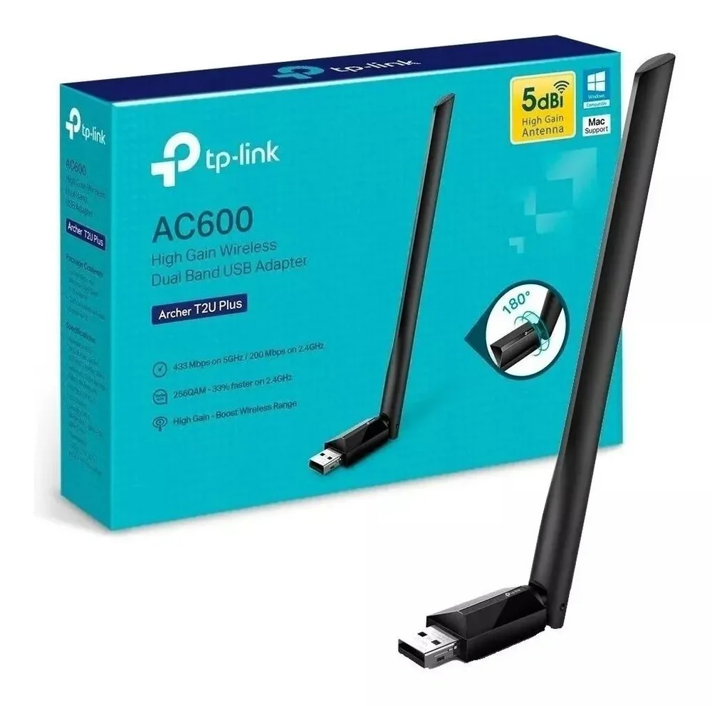 ADAPTADOR WIRELESS USB DUALBAND 200MBPS(2.4GHZ) 433MBP(5GHZ) ARCHER T2U PLUS AC600