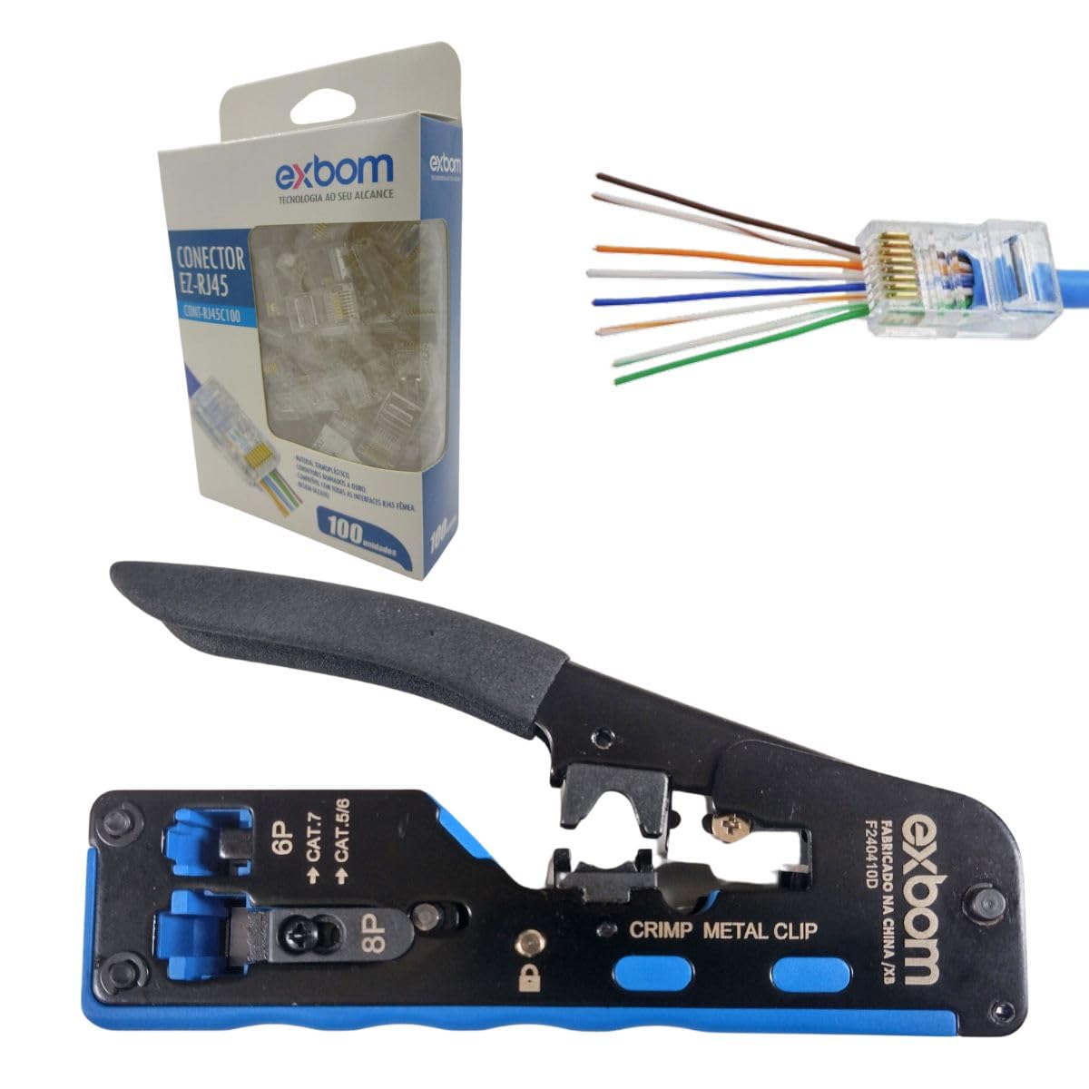 ALICATE P/ CRIMPAR RJ45 RJ11 RJ45-EZ C/ CATRACA (CONECTOR VAZADO) - SECCON