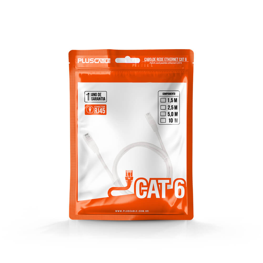 CABO DE REDE PATCH CORD CAT6 2.5M PC-ETH6U25WH PLUS CABLE