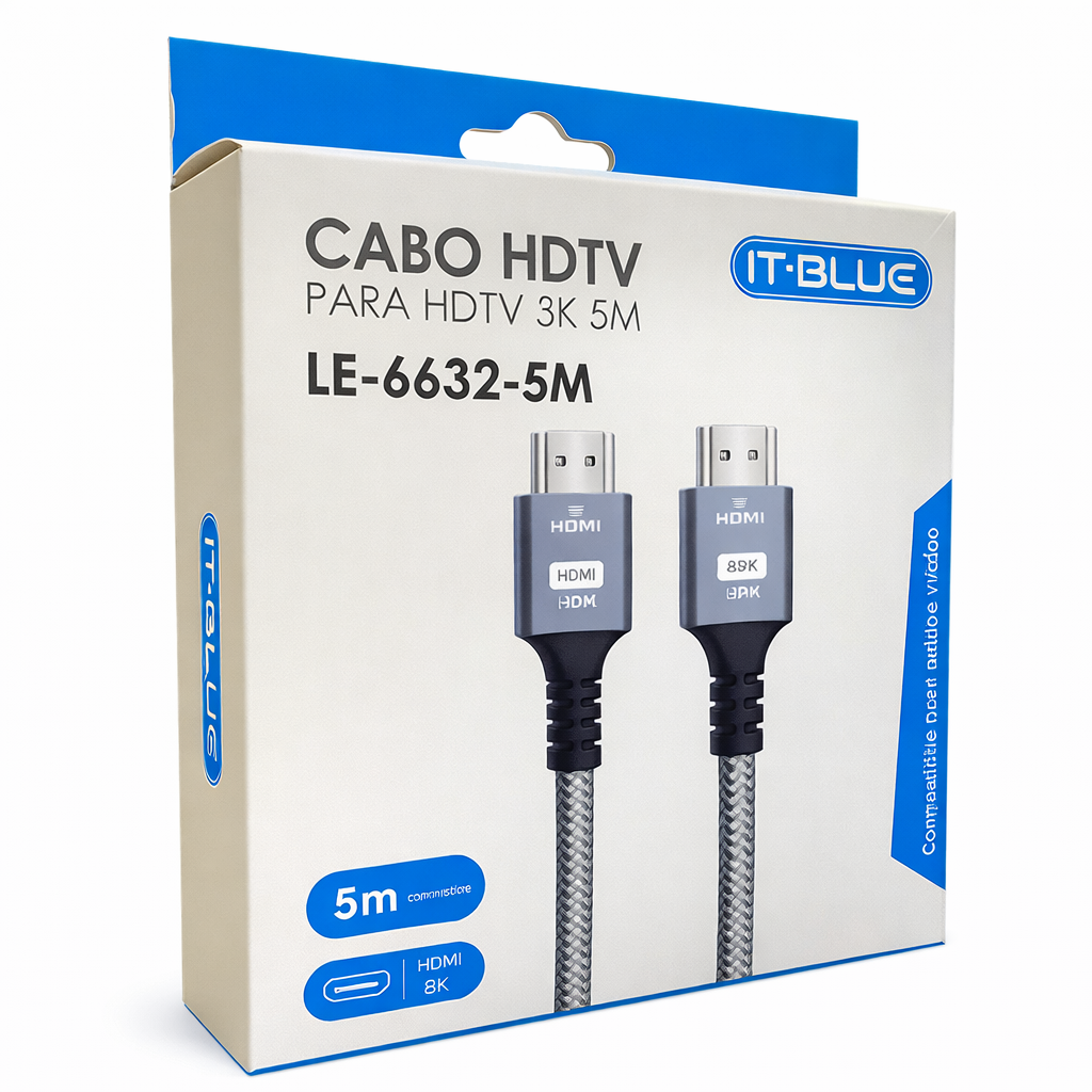 CABO HDMI 2.1 8K ULTRA HD 5M 19 PINOS +1 TERRA LE-6632-5M IT-BLUE