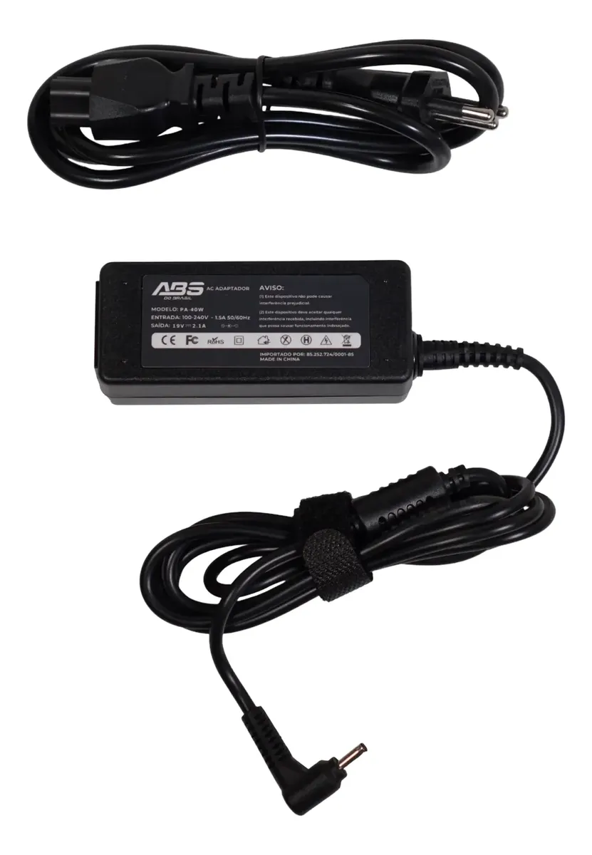 CARREGADOR NOTEBOOK COMPATIVEL SAMSUNG 40W 19V 2.1A (3.0X1.1MM) SA-3/KP-SG40A
