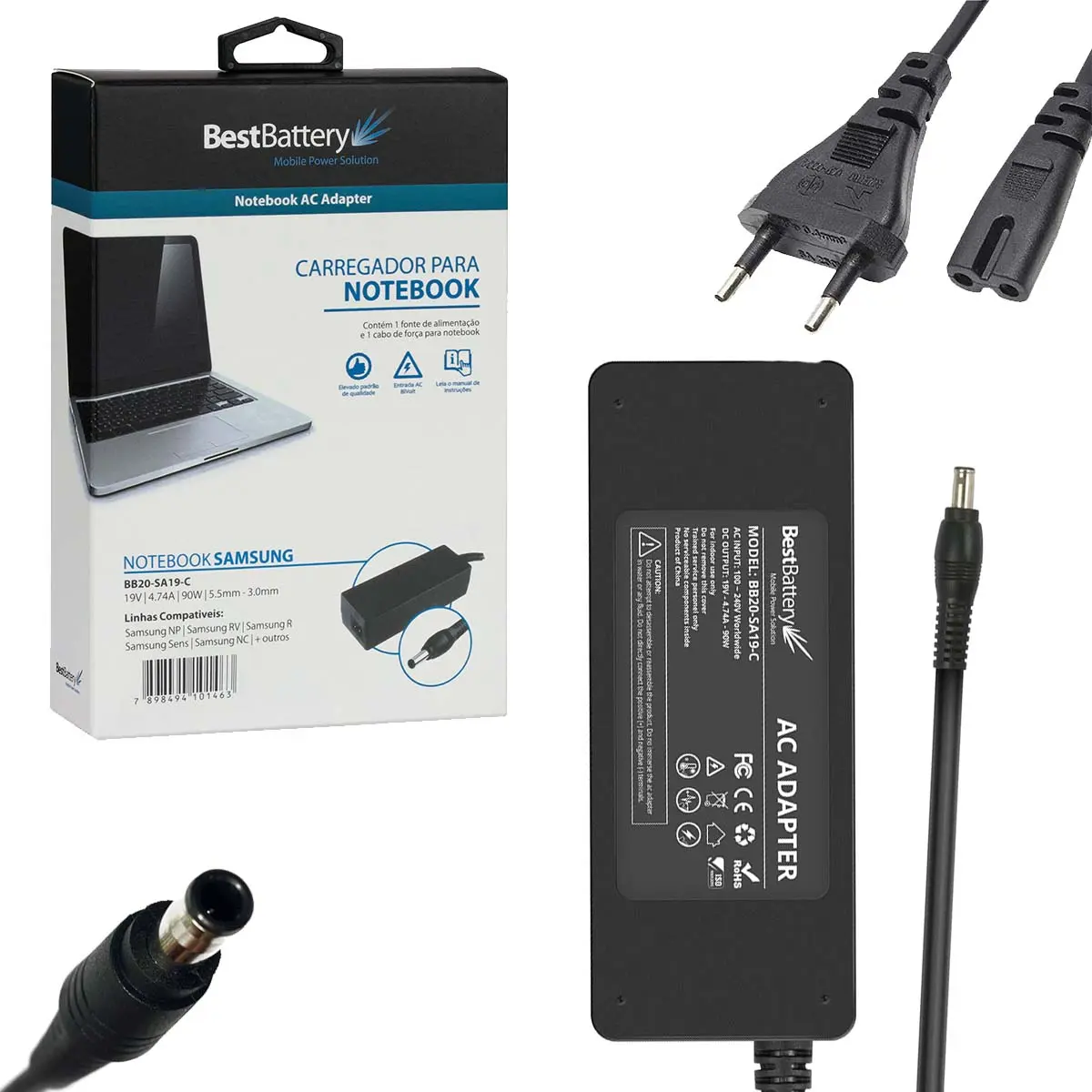 CARREGADOR NOTEBOOK SAMSUNG BB20-SA19-C 19V 90W BESTBATTER