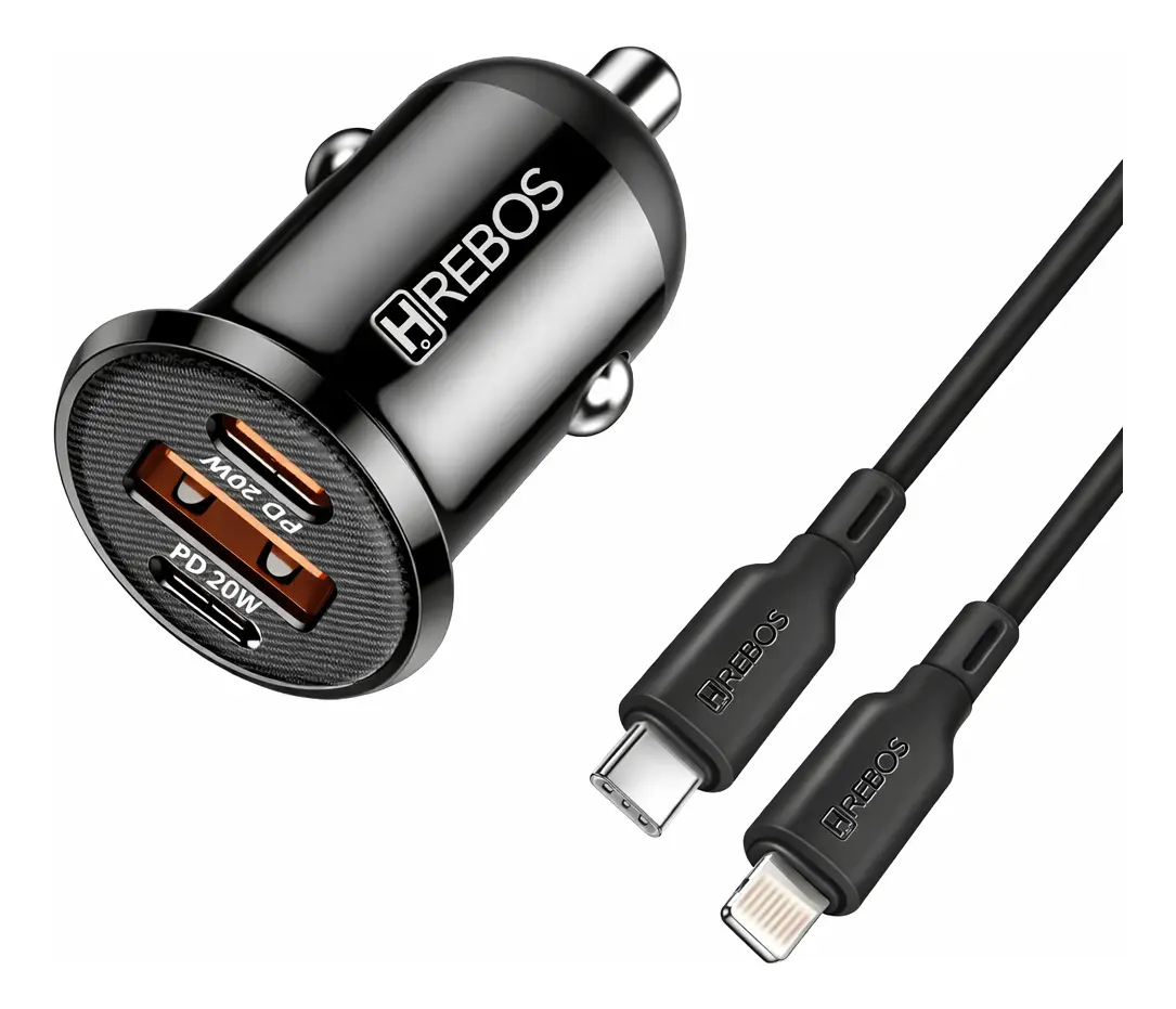 CARREGADOR VEICULAR USB HREBOS 2 USB 2.4A HS-80