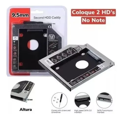 CASE GAVETA ADAPTADOR CADDY HD DRIVE 9.5MM TPJ-9.5