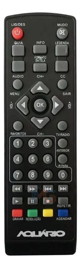 CONTROLE REMOTO TV CONVERSOR DIGITAL DTV 5000 AQUARIO SKY-7492
