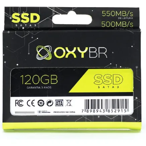 HD SSD SATA 3 120GB 500L 550 MB/S DE LEITURA, E 450 MB/S DE GRAVAÇÃO OXYBR