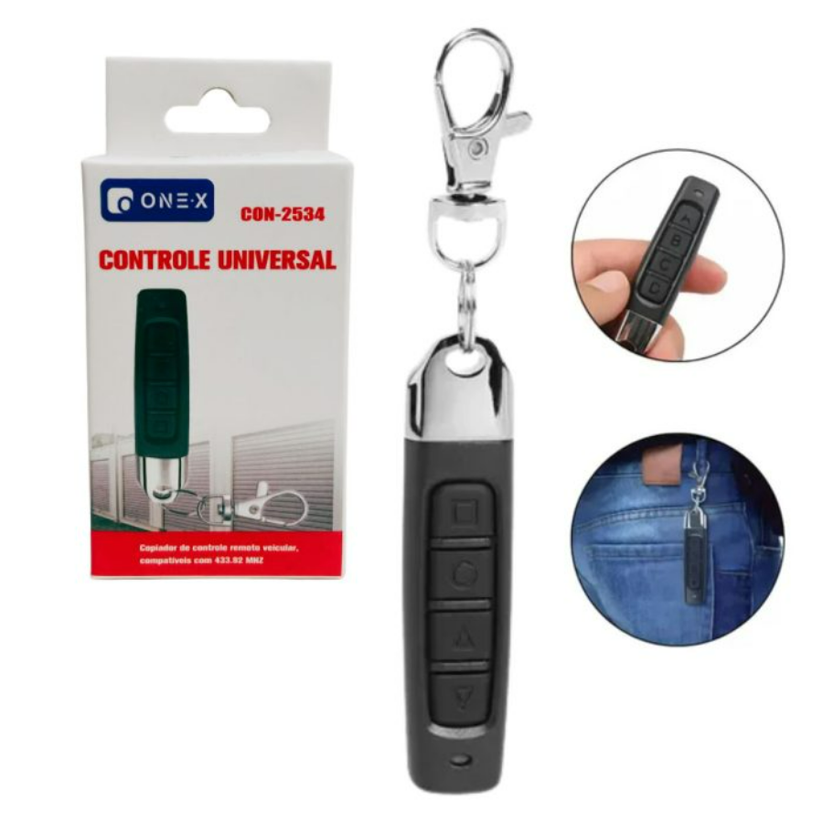 CONTROLE REMOTO CLONE PORTAO COPIADOR 433.92 MHZ 4 BOTOES ONE-X CON-2534