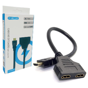 CABO DUPLICADOR SPLITTER EM Y HDMI 1 ENTRADA X 2 SAIDA LE-6637 IT-BLUE