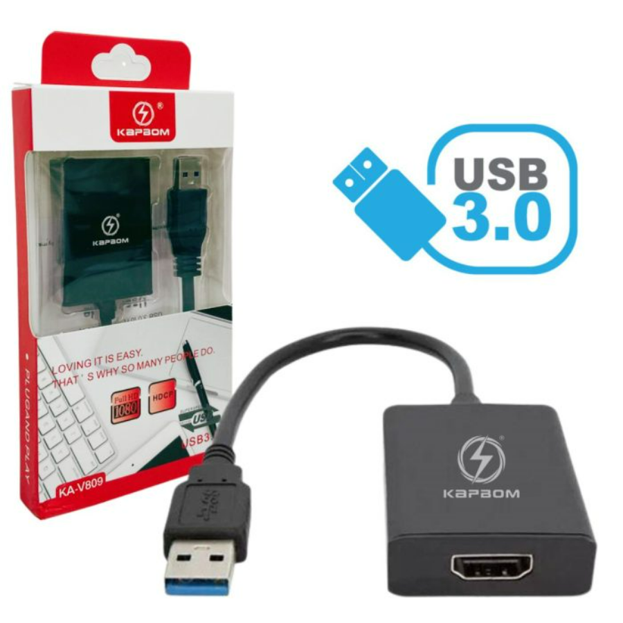 ADAPTADOR CONVERSOR USB X HDMI 3.0 KA-V809 KAPBOM