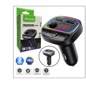 TRANSMISSOR BLUETOOTH 5.0 E CARREGADOR VEICULAR 5V 2.1A CZ-C21 - VERDE