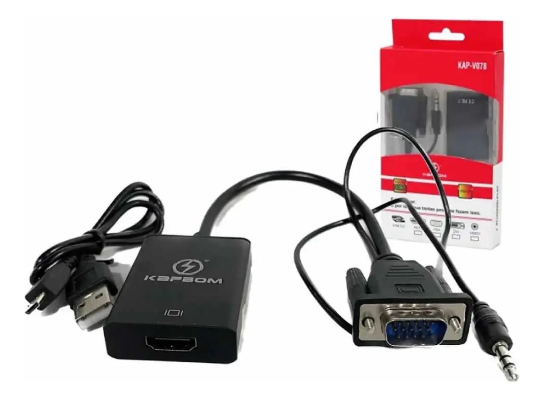 CONVERSOR HDMI P/ VGA C/ AUDIO KAP-V079 KAPBOM