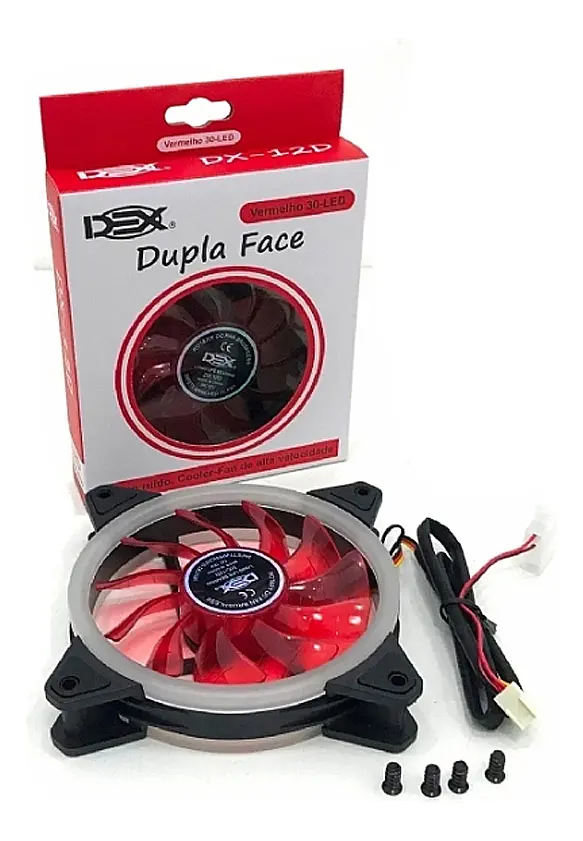 COOLER FAN 120MM DEX DX-12F LED VERMELHO