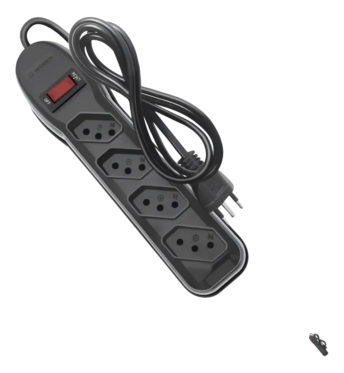 FILTRO DE LINHA 4 TOMADAS BIVOLT PRETO MEGATRON