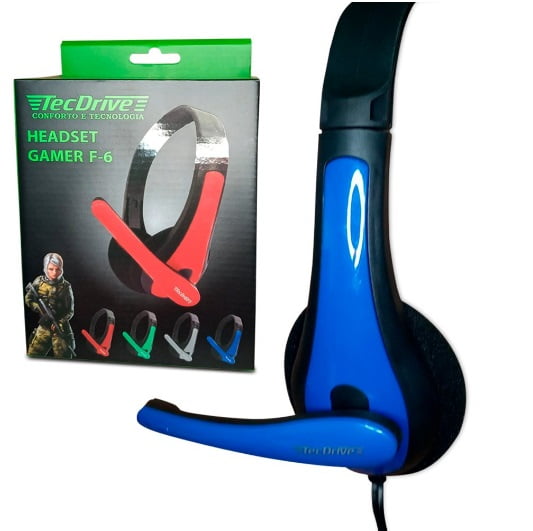 FONE HEADSET GAMER F-6 COLOR PLUG 2 P2 3.5MM TECDRIVE