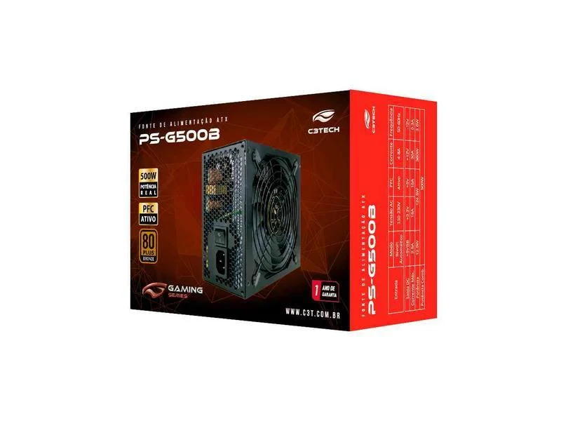 FONTE ATX 500W PS-G500B 80PLUS BRONZE C3 TECH