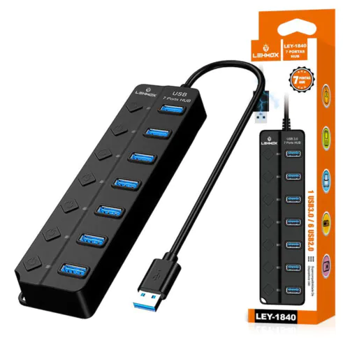 HUB USB 7 PORTAS 3.0 LEY-1840 - LEHMOX