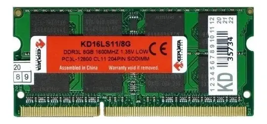 MEMORIA RAM NOTEBOOK 8GB DDR3L 1600MHZ KD16LS11/8G PC3L-12800 CL11 204PIN KEEPDATA