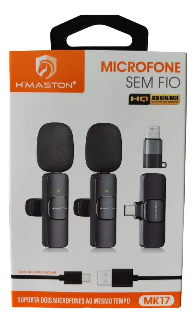 MICROFONE DE LAPELA SEM FIO RECARREGAVEL TIPO-C MK-10 - HMASTON