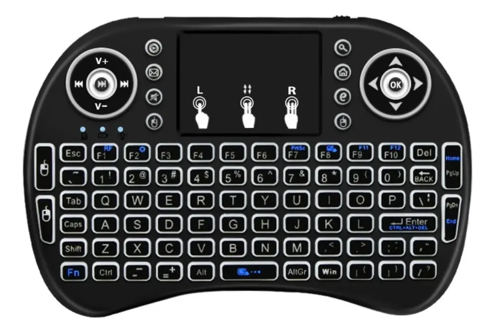 MINI TECLADO SEM FIO COM LED BK-BTI8LED EXBOM