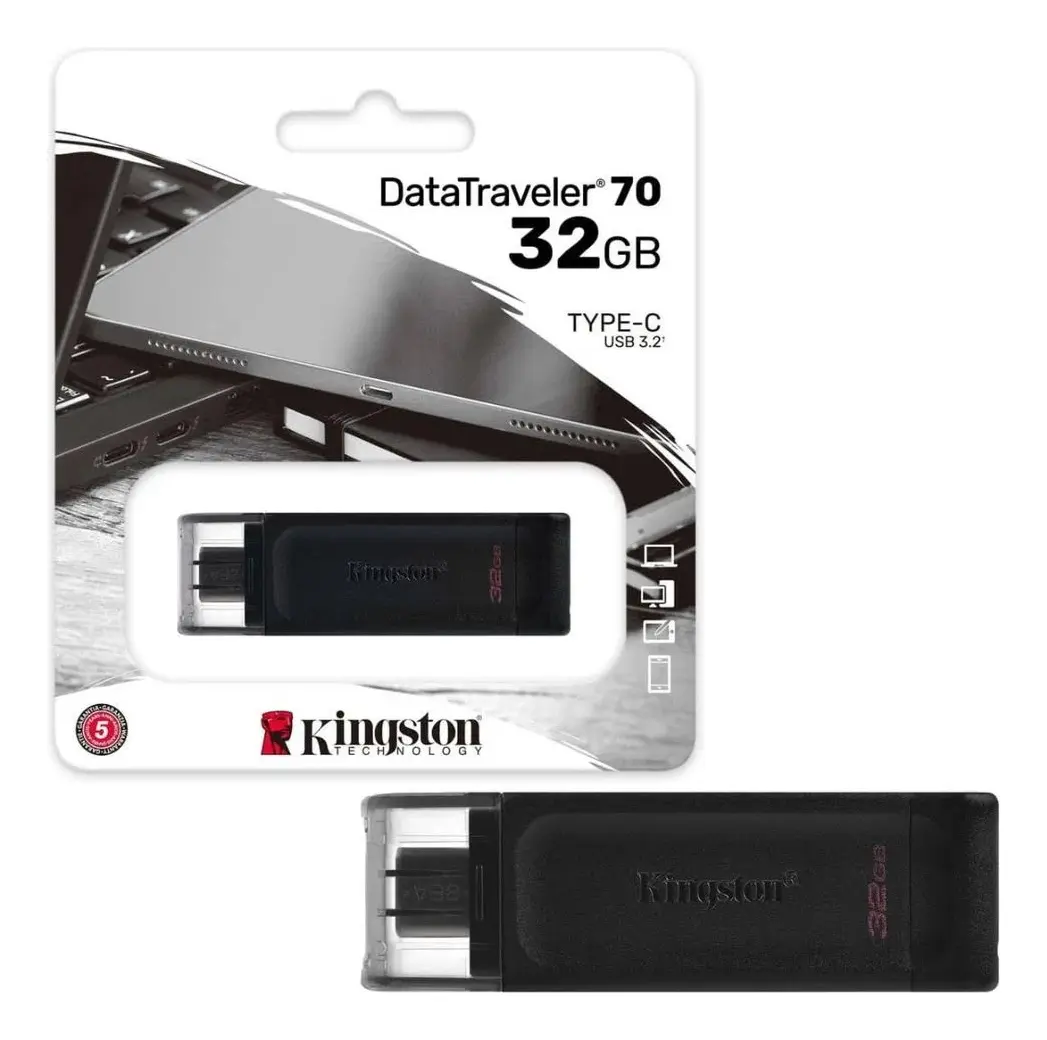 PENDRIVE 32GB DT70 PRETO TIPO-C 3.2 KINGSTON
