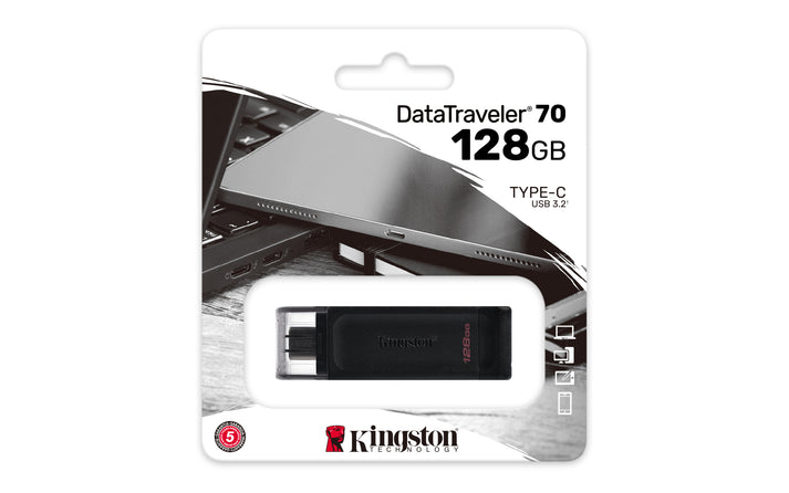 PENDRIVE 128GB DT70 PRETO TIPO-C 3.2 KINGSTON